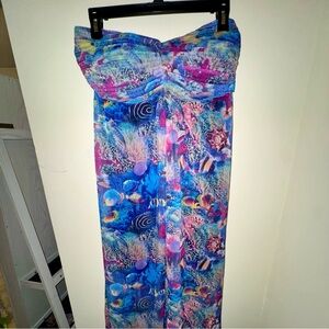 Sans Souci Coral Reef Ocean Life Multicolor Strapless Maxi Dress